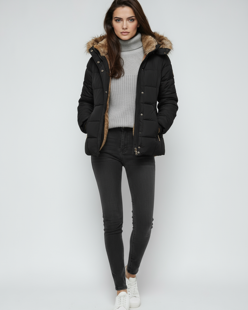Women's Winter Jacket | Quilted Jacket with Hood and Fur