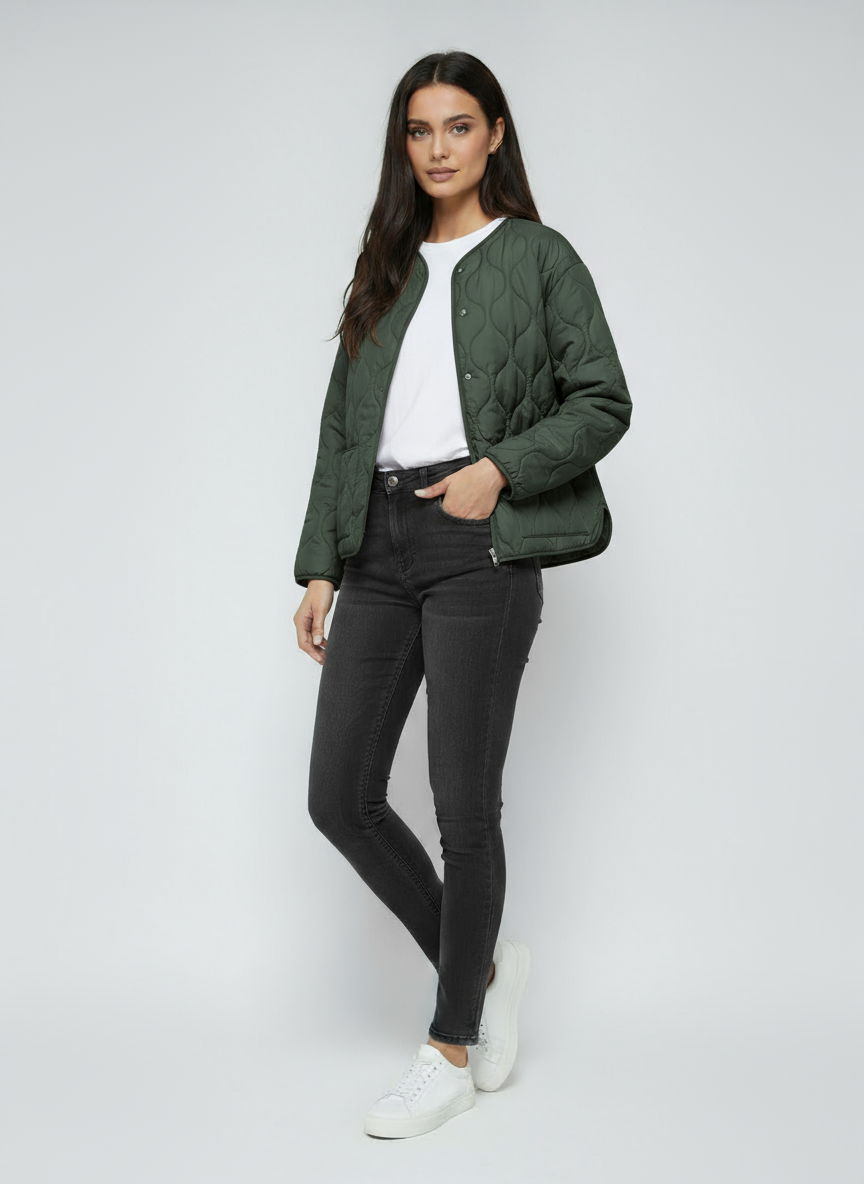 Women's Quilted Jacket | Lightweight Short Jacket with Pockets