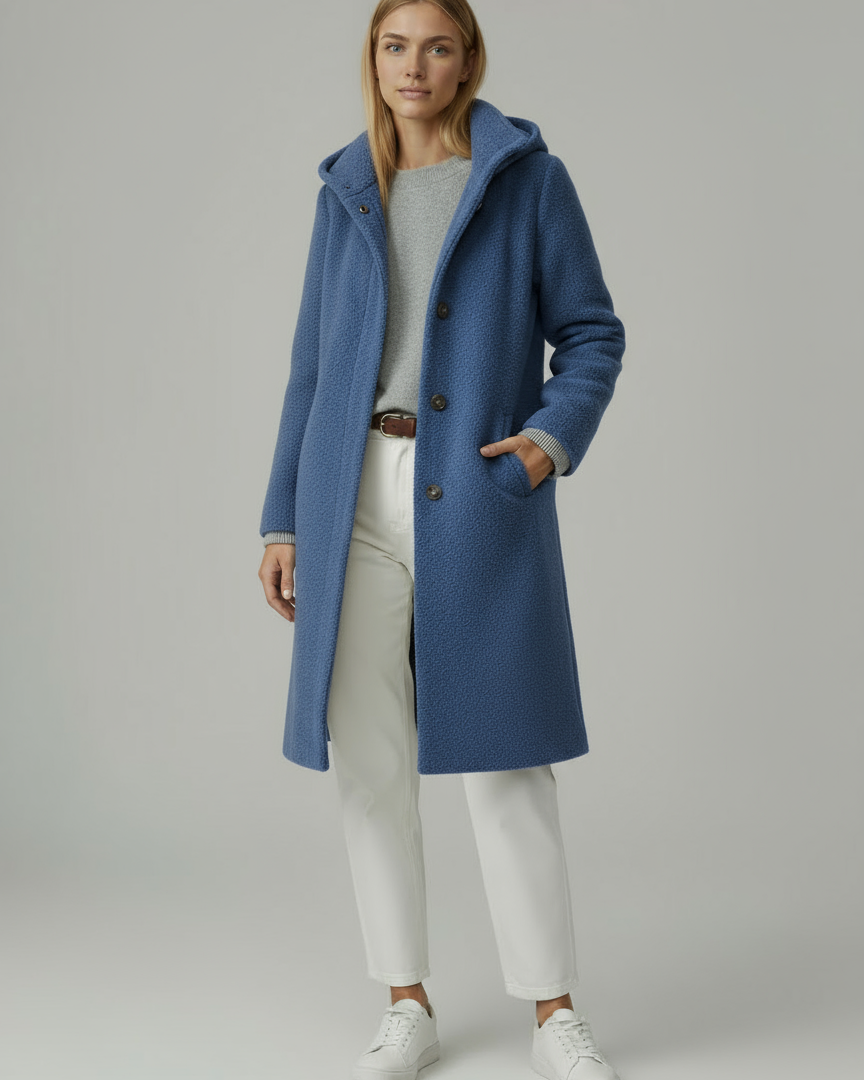 Women's Coat | Oversized Wool Coat with Buttons