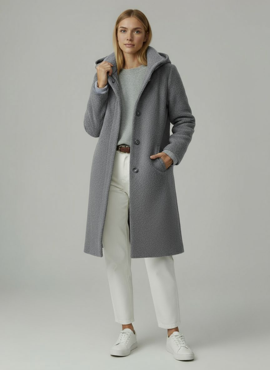Women's Coat | Oversized Wool Coat with Buttons