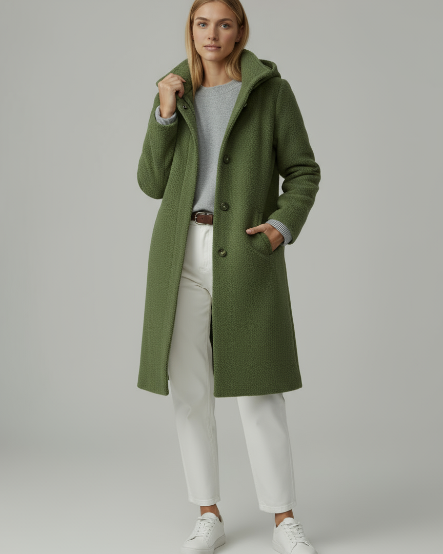 Women's Coat | Oversized Wool Coat with Buttons