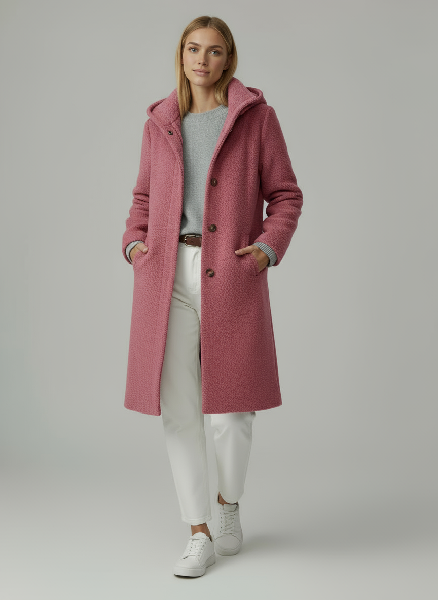 Women's Coat | Oversized Wool Coat with Buttons