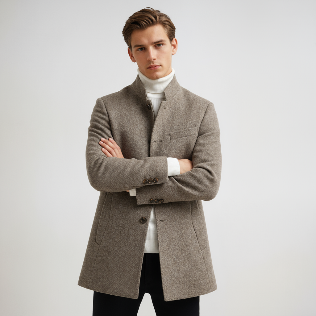 Men's Elegant Jacket with Stand-Up Collar