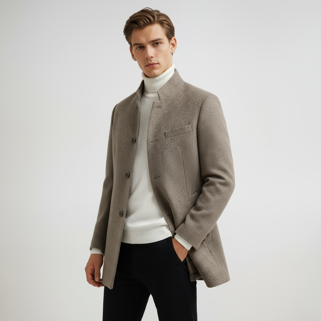 Men's Elegant Jacket with Stand-Up Collar