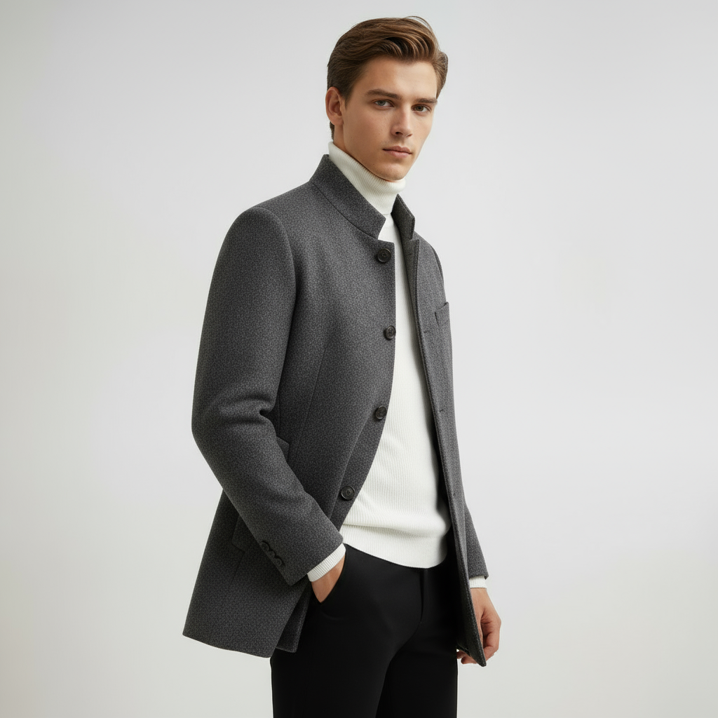 Men's Elegant Jacket with Stand-Up Collar