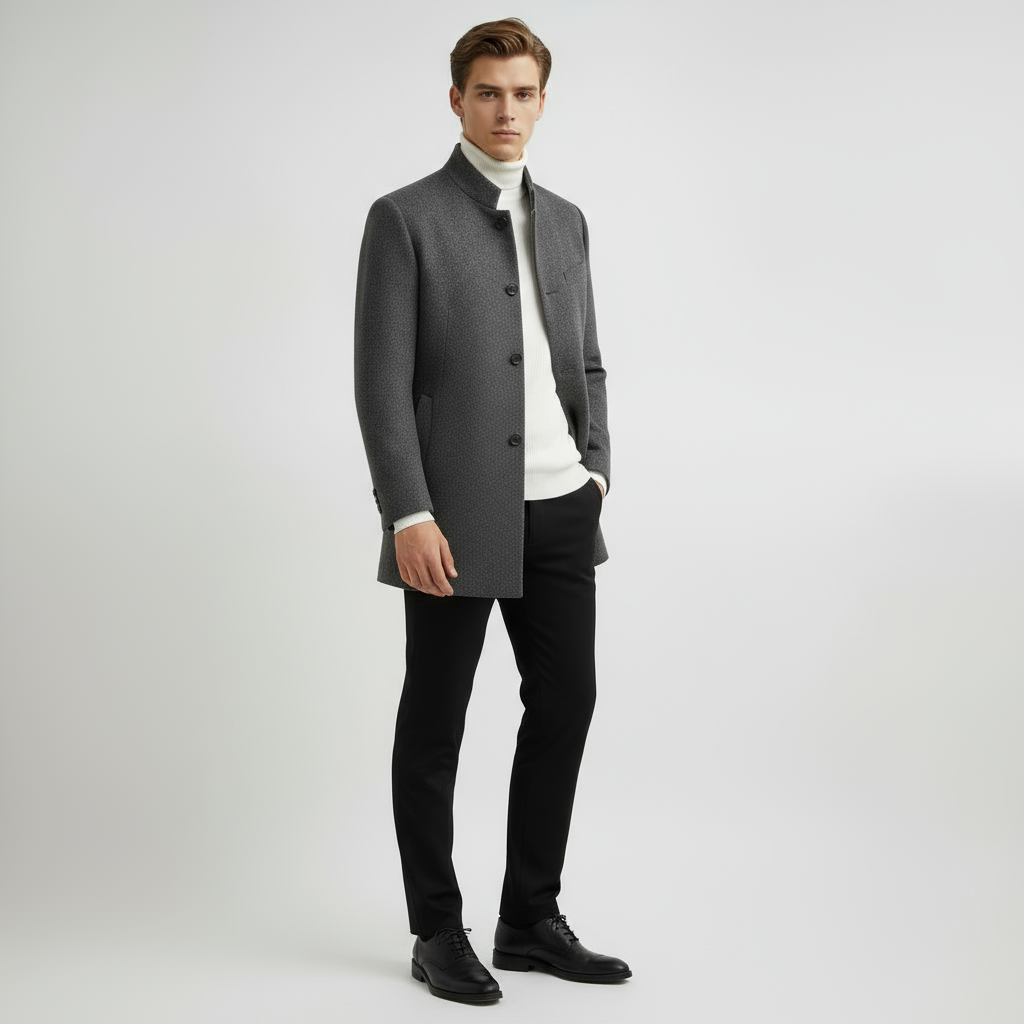 Men's Elegant Jacket with Stand-Up Collar