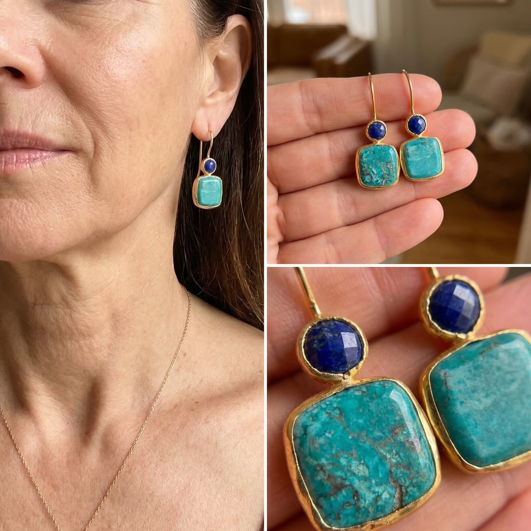 Aria™ | Square Turquoise Inlay Earrings