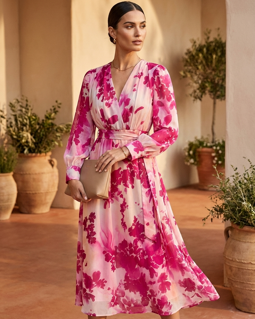 Julia | Rose Floral Belted Maxi Dress