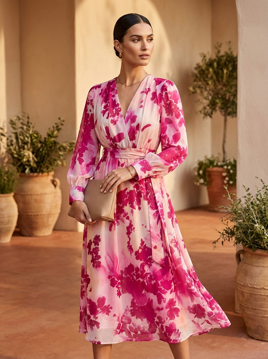 Julia | Rose Floral Belted Maxi Dress