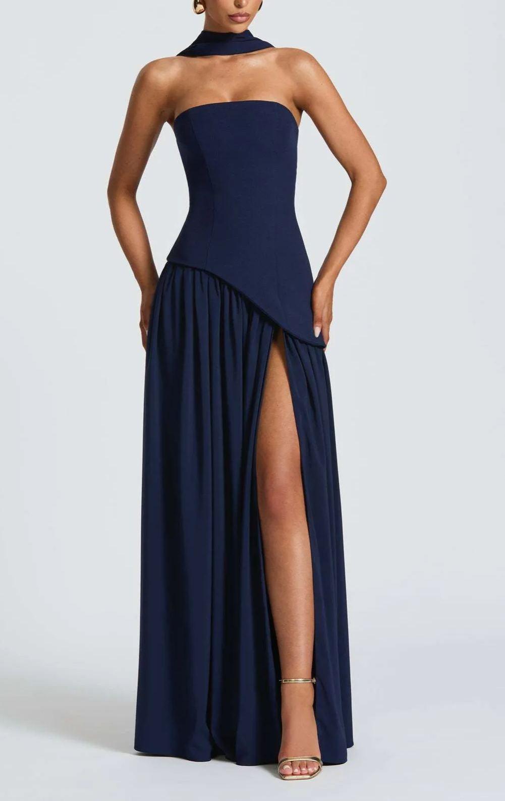 Amaris | Stylish Maxi Dress with Slit and Bow Detail