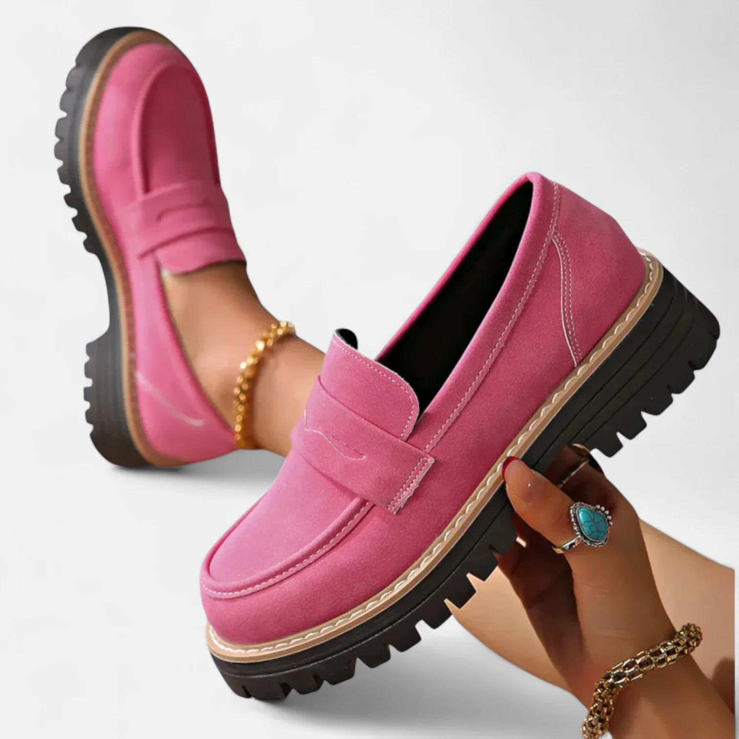 Women's loafers with a thick sole
