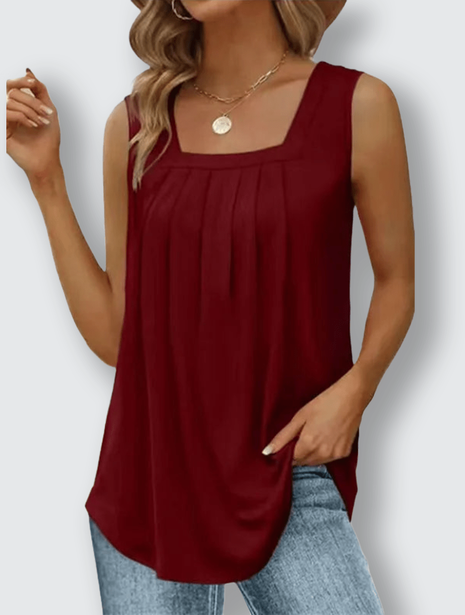 Ann | Pleated Top with Square Neckline