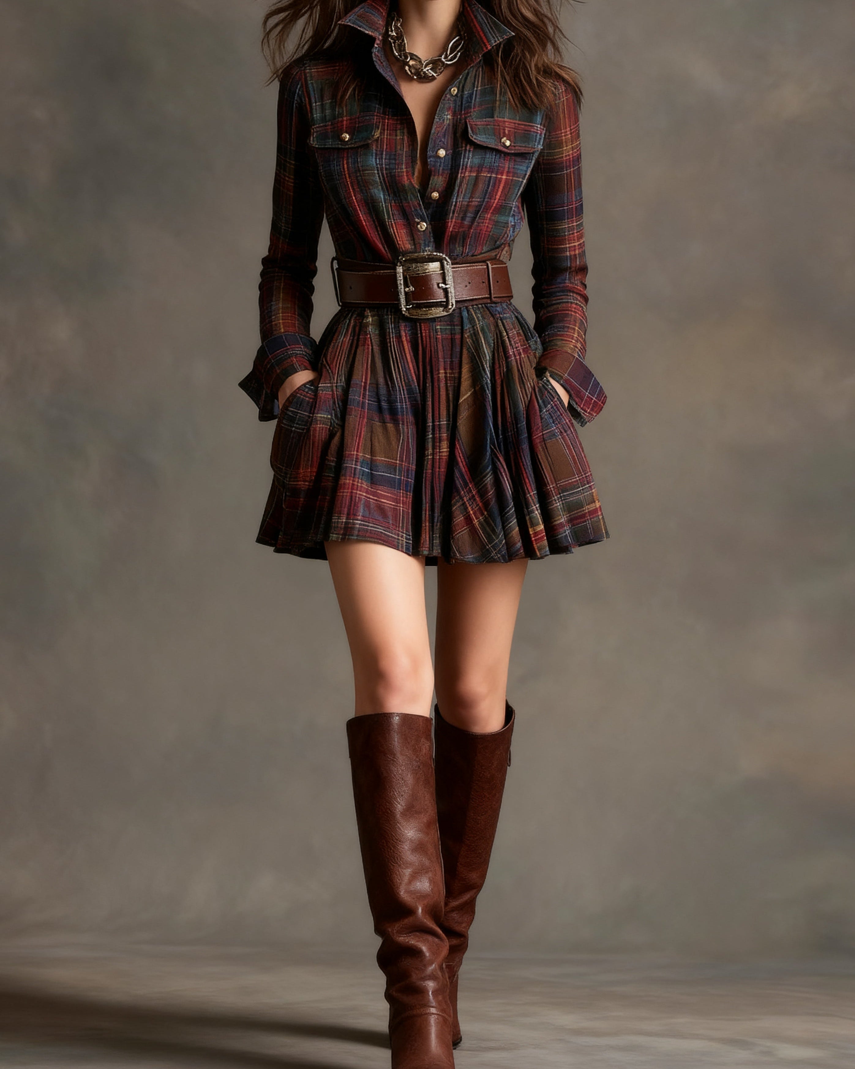 Magdalena | Elegant Short Checked Dress