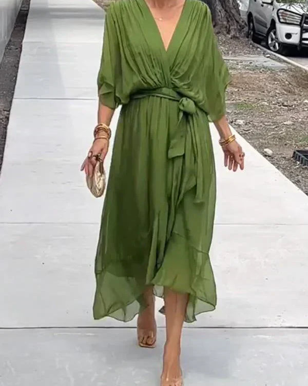 Monica | Delicate Chiffon Dress with V-Neck