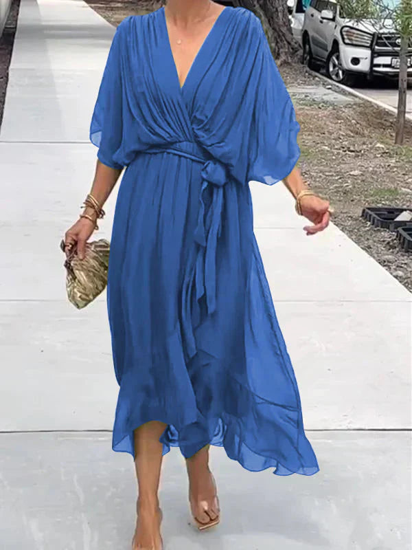 Monica | Delicate Chiffon Dress with V-Neck
