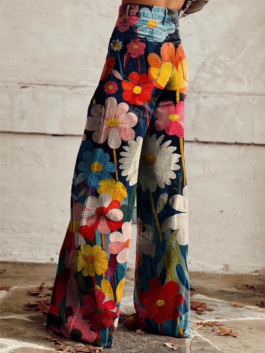 Women’s High-Waisted Wide-Leg Floral Pants