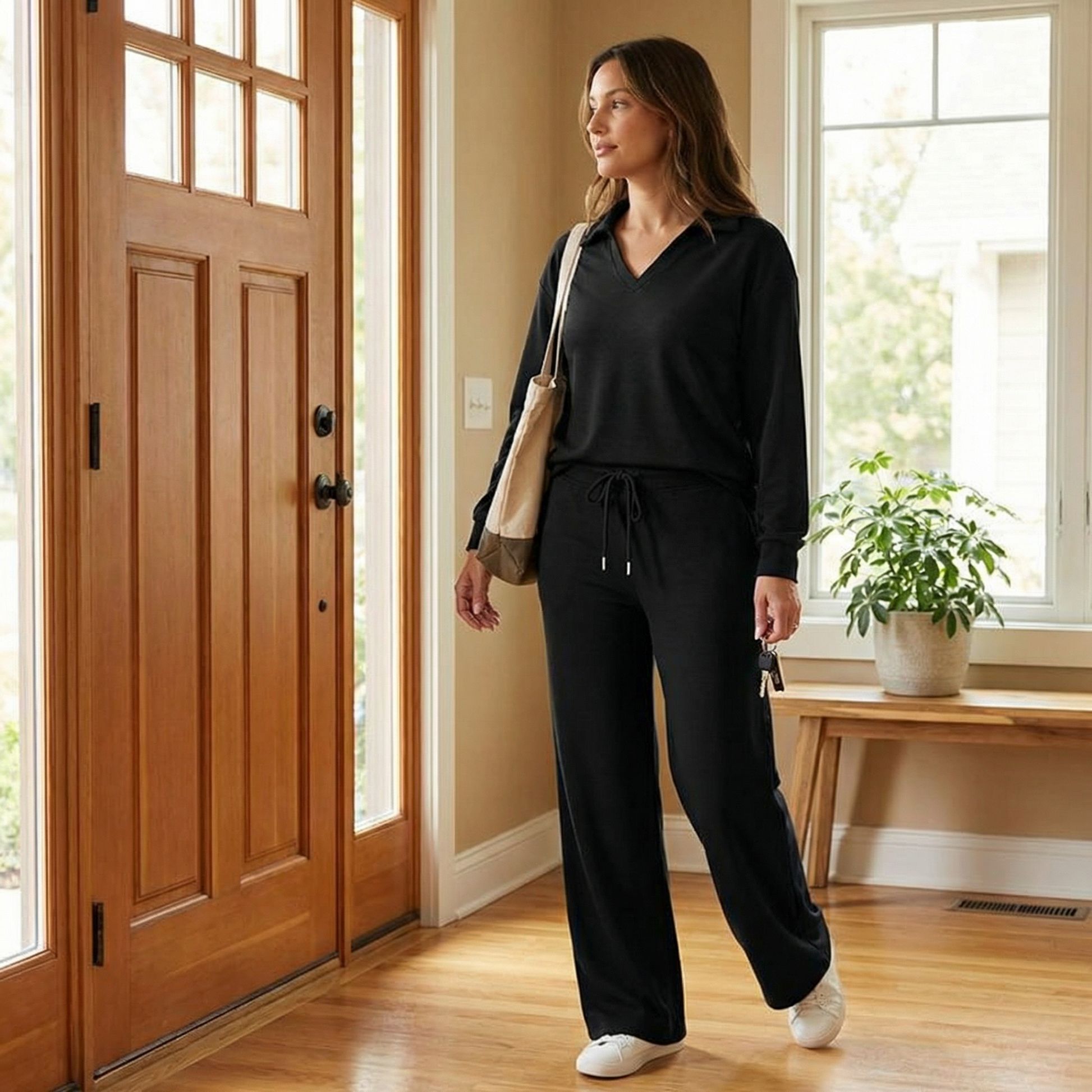 Women's Long Sleeve Set with Loose Pants
