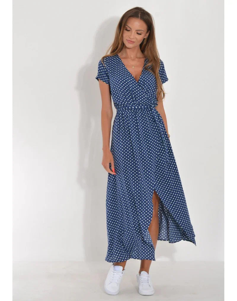 Women's Wrap Dress | with Belt and Short Sleeves
