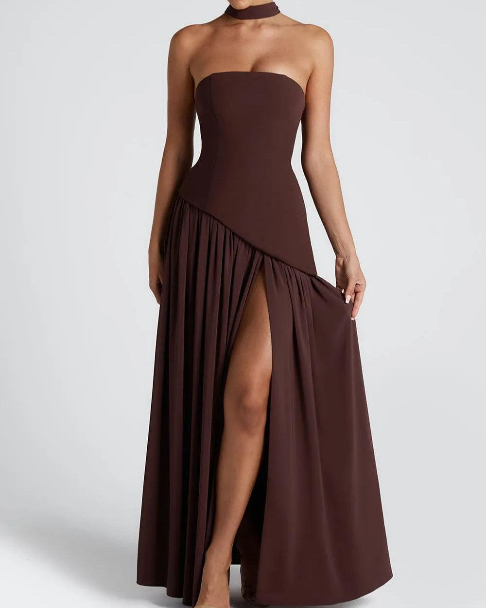 Amaris | Stylish Maxi Dress with Slit and Bow Detail