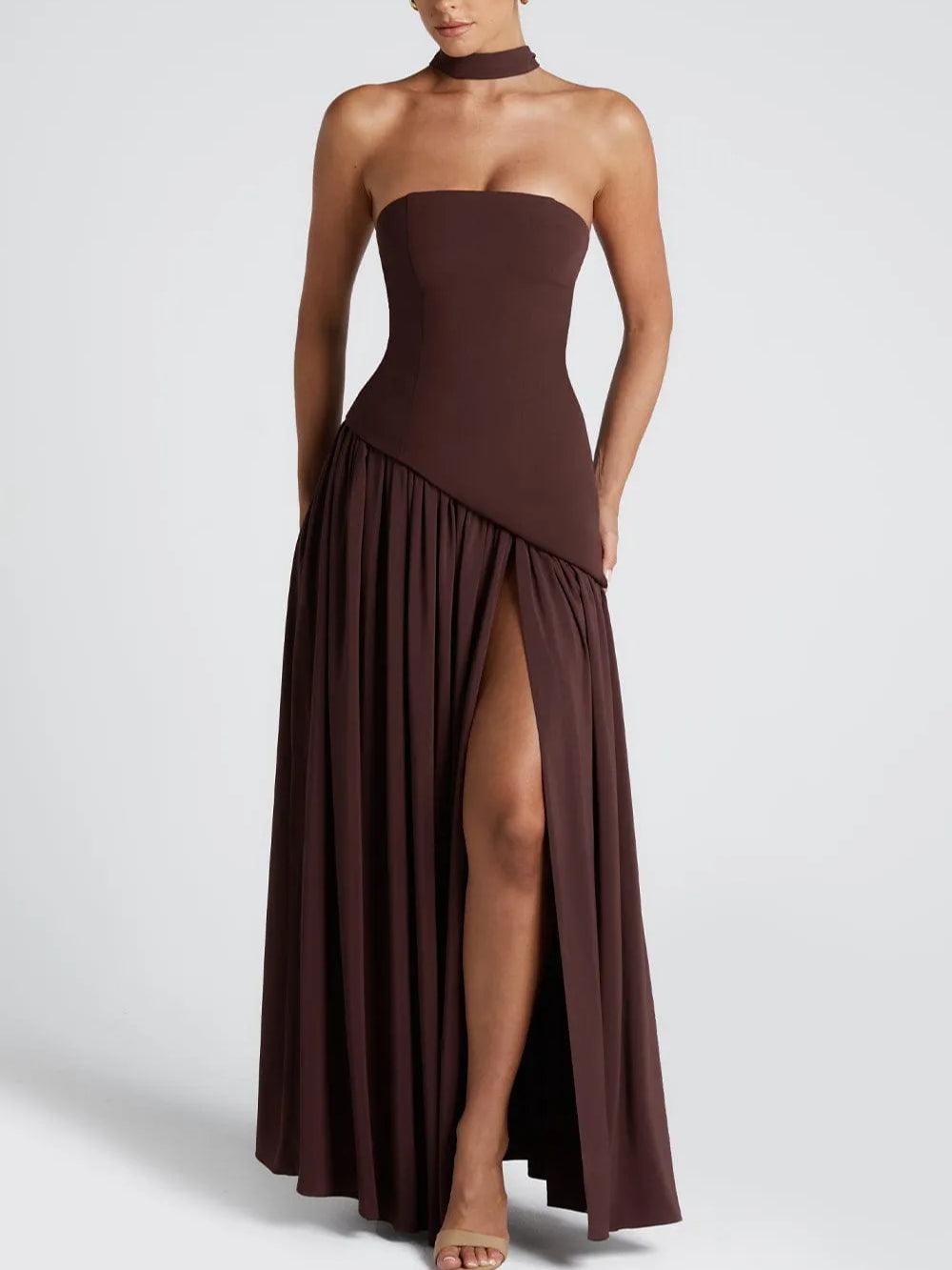Amaris | Stylish Maxi Dress with Slit and Bow Detail