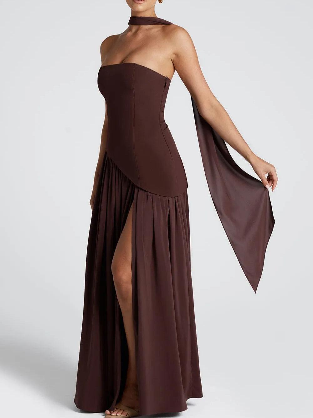 Amaris | Stylish Maxi Dress with Slit and Bow Detail
