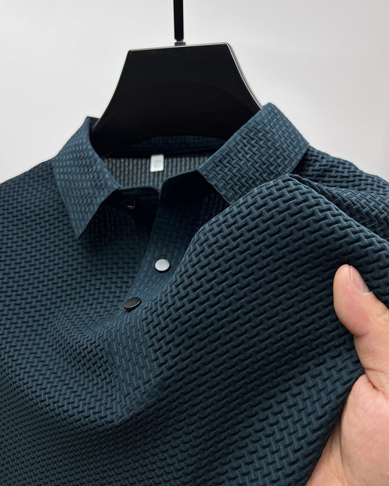 Jason | Men's Textured Short Sleeve Button Polo Shirt