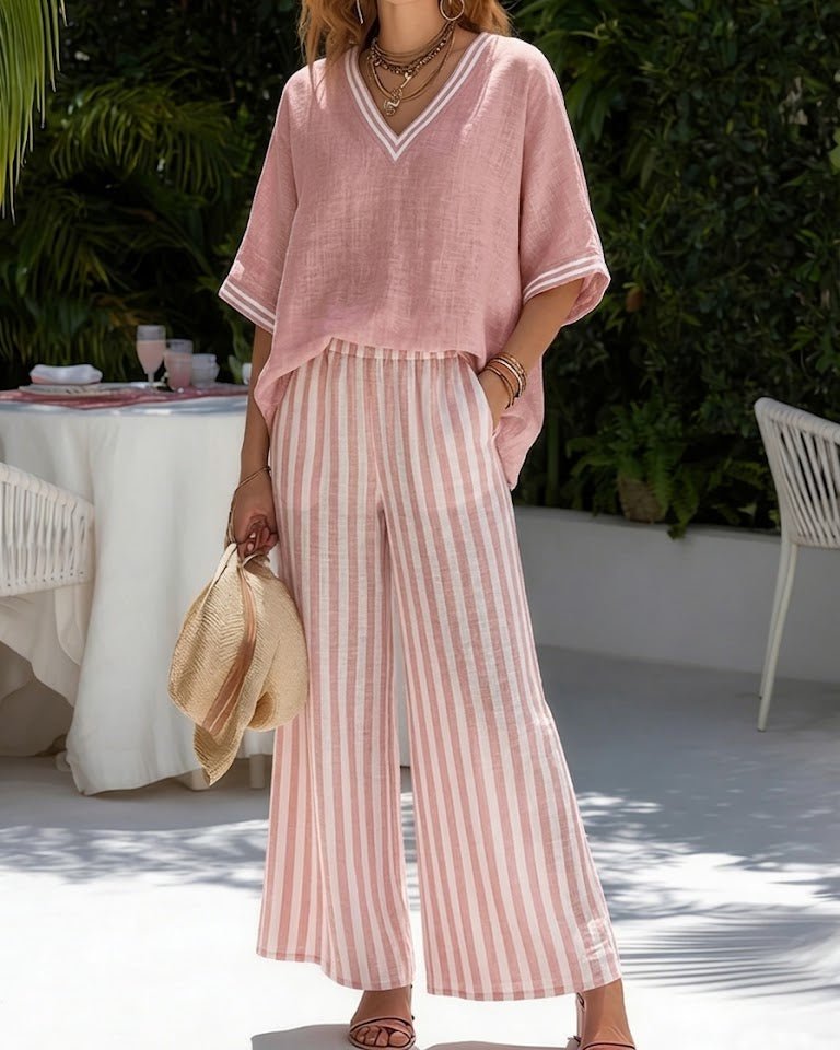 Elvara™ | Luxe Striped Linen Set