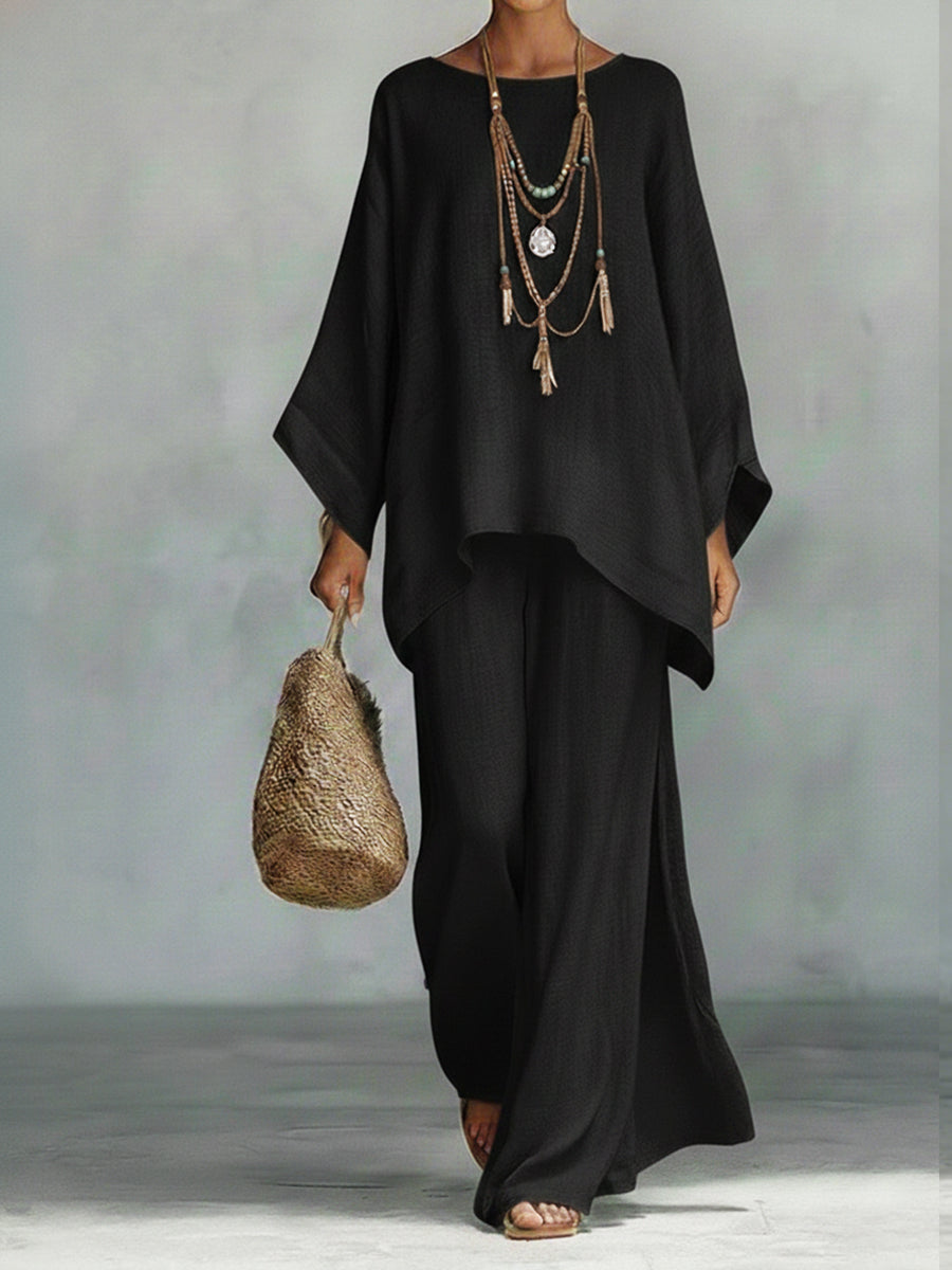Women's Set with Wide Pants and Loose Blouse