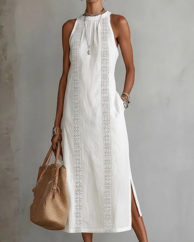Jimena - Midi Dress with Stylish Mao Collar