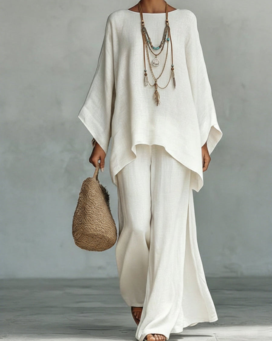 Women's Set with Wide Pants and Loose Blouse