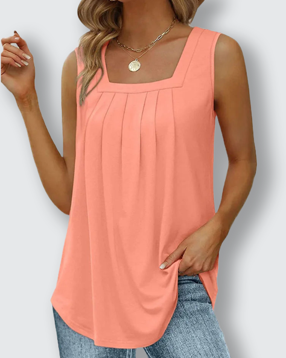 Ann | Pleated Top with Square Neckline