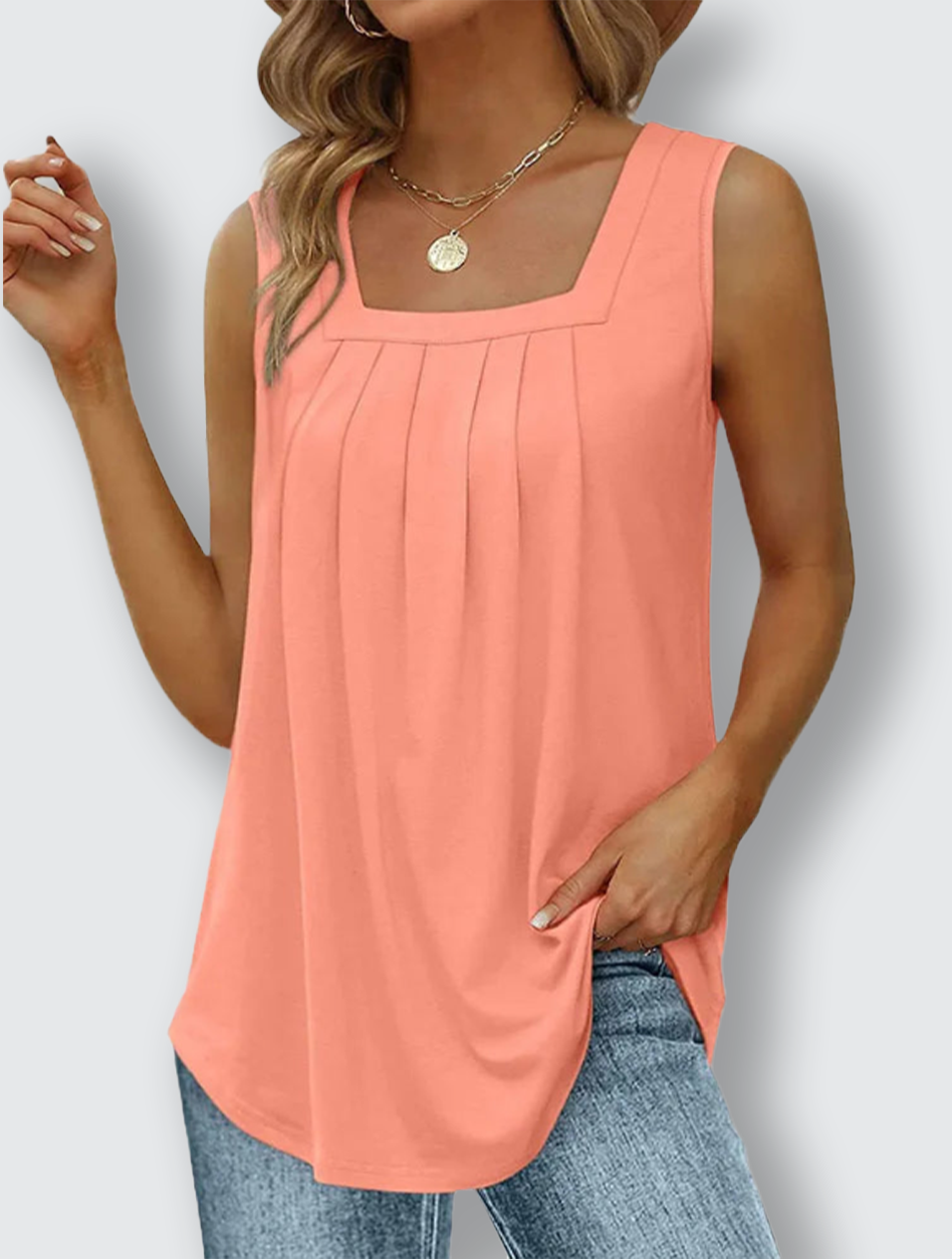 Ann | Pleated Top with Square Neckline