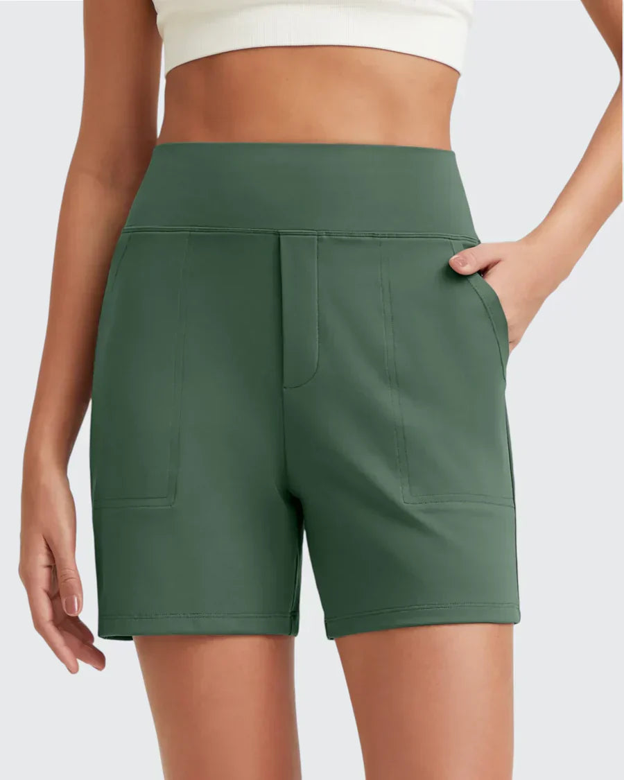 Phaedora - High-waisted shorts for women with deep pockets