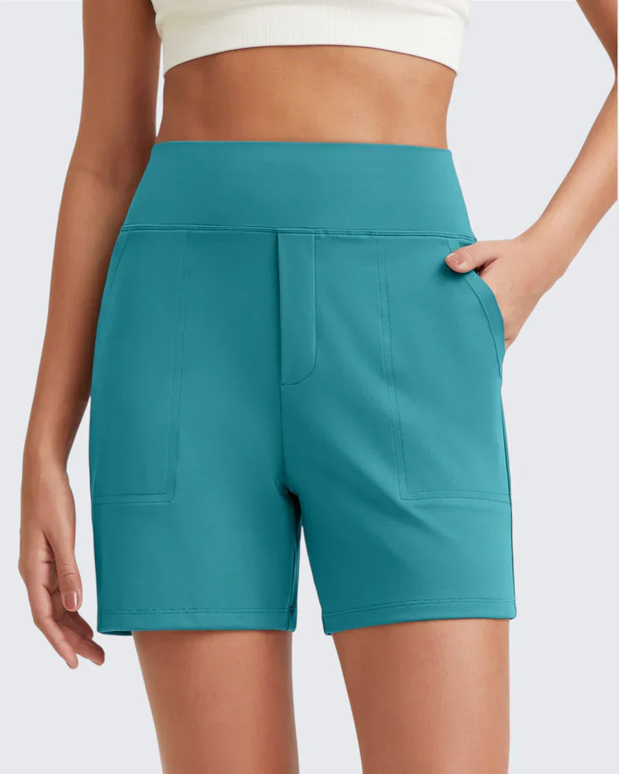 Phaedora - High-waisted shorts for women with deep pockets