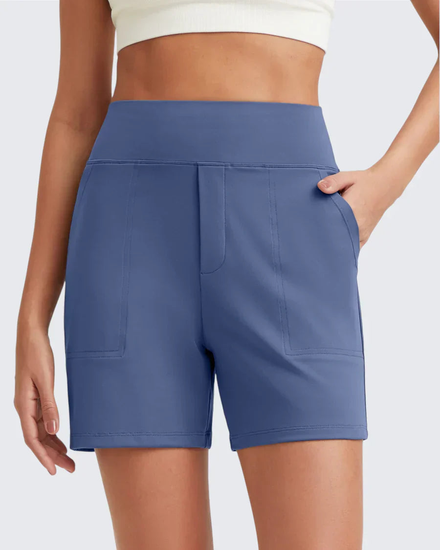 Phaedora - High-waisted shorts for women with deep pockets