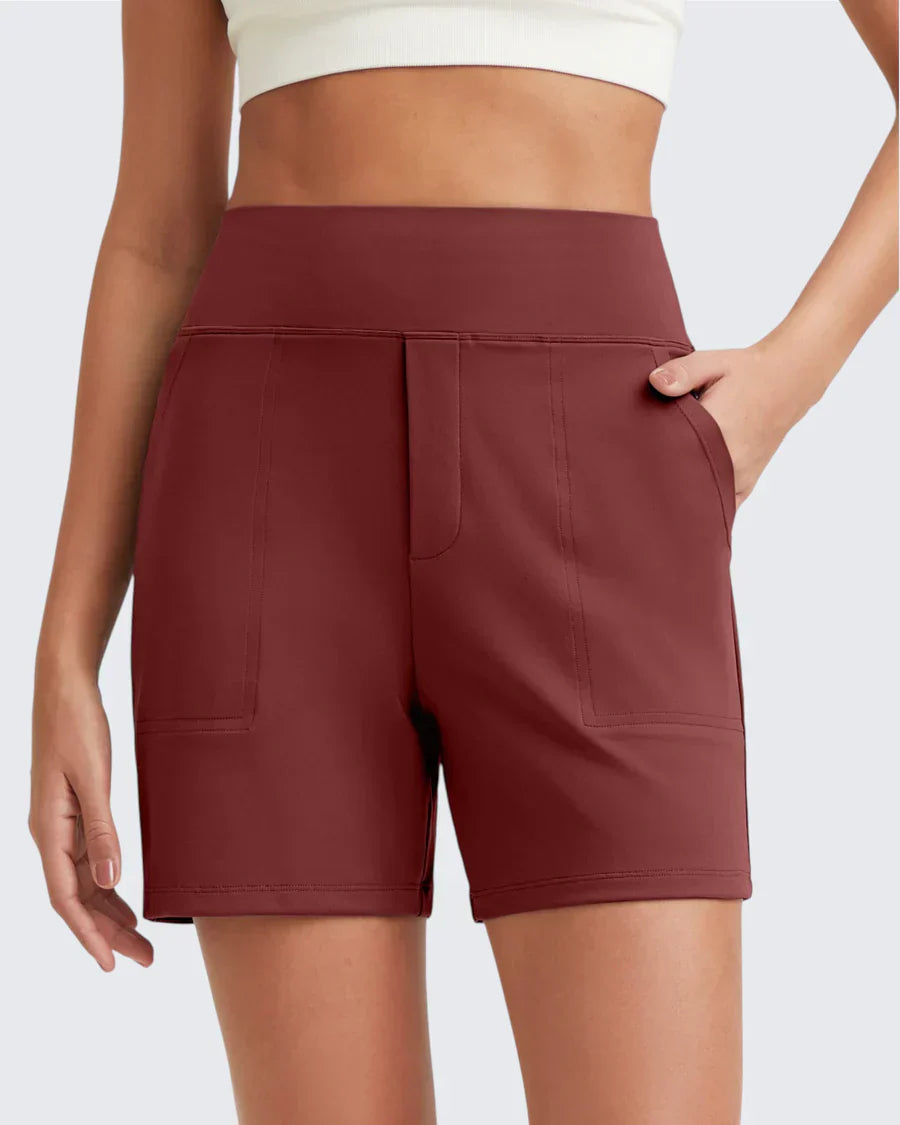 Phaedora - High-waisted shorts for women with deep pockets