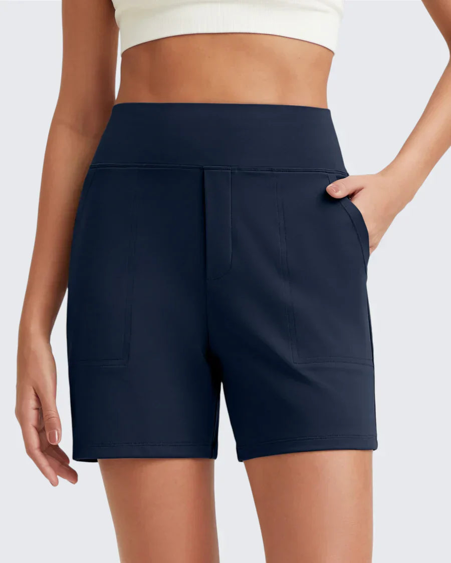 Phaedora - High-waisted shorts for women with deep pockets