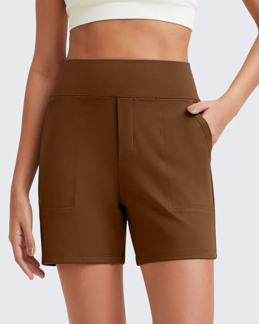Phaedora - High-waisted shorts for women with deep pockets