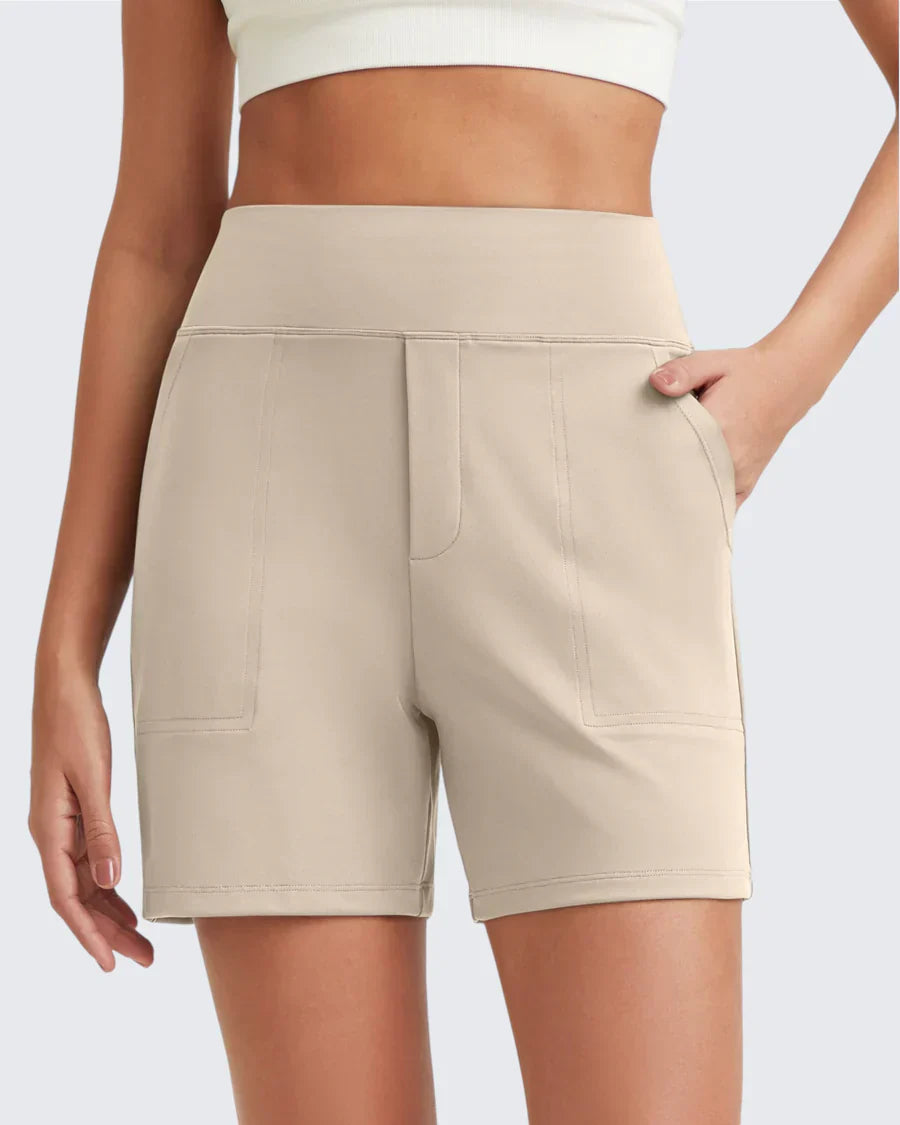 Phaedora - High-waisted shorts for women with deep pockets