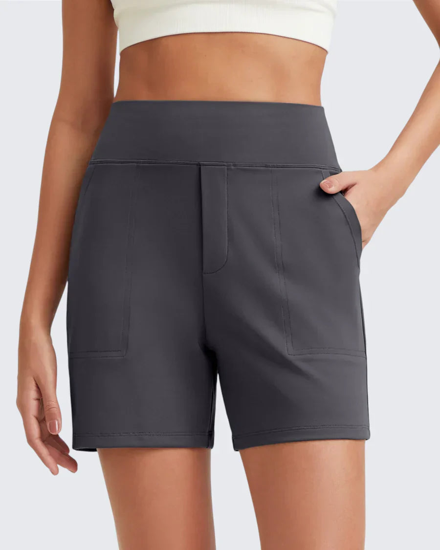 Phaedora - High-waisted shorts for women with deep pockets