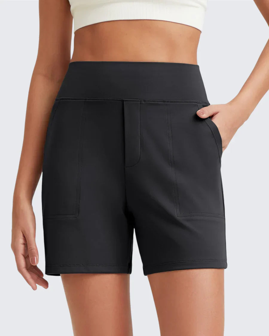 Phaedora - High-waisted shorts for women with deep pockets