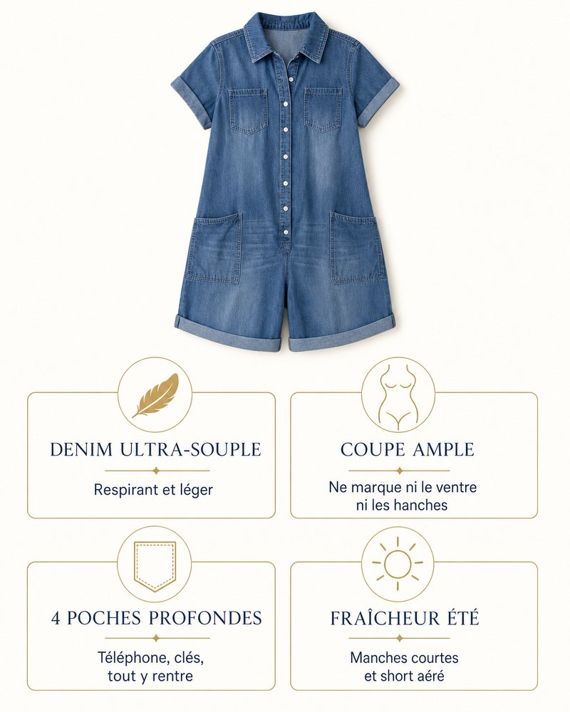 Denim Capri Jumpsuit