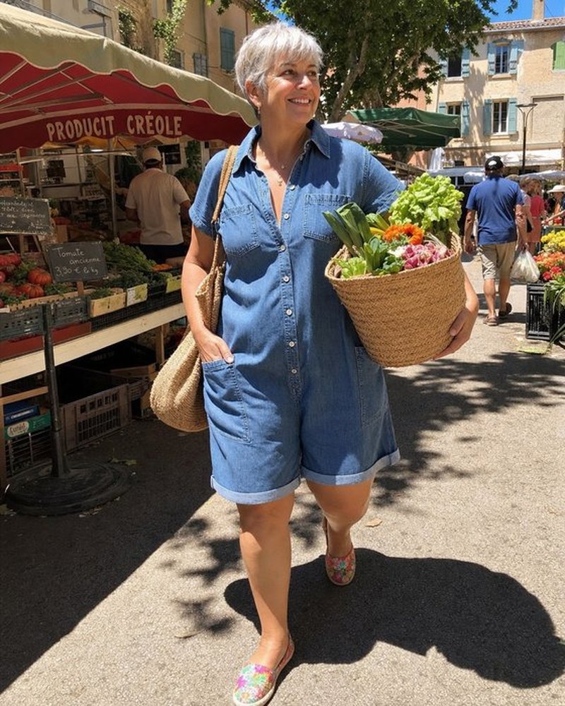 Denim Capri Jumpsuit