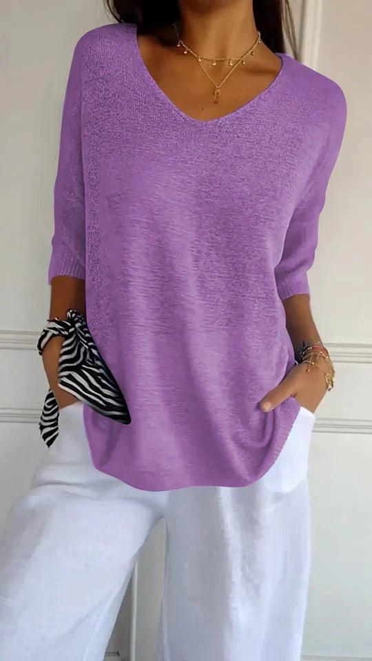Alva™ | Knitted Spring Top with V-Neck