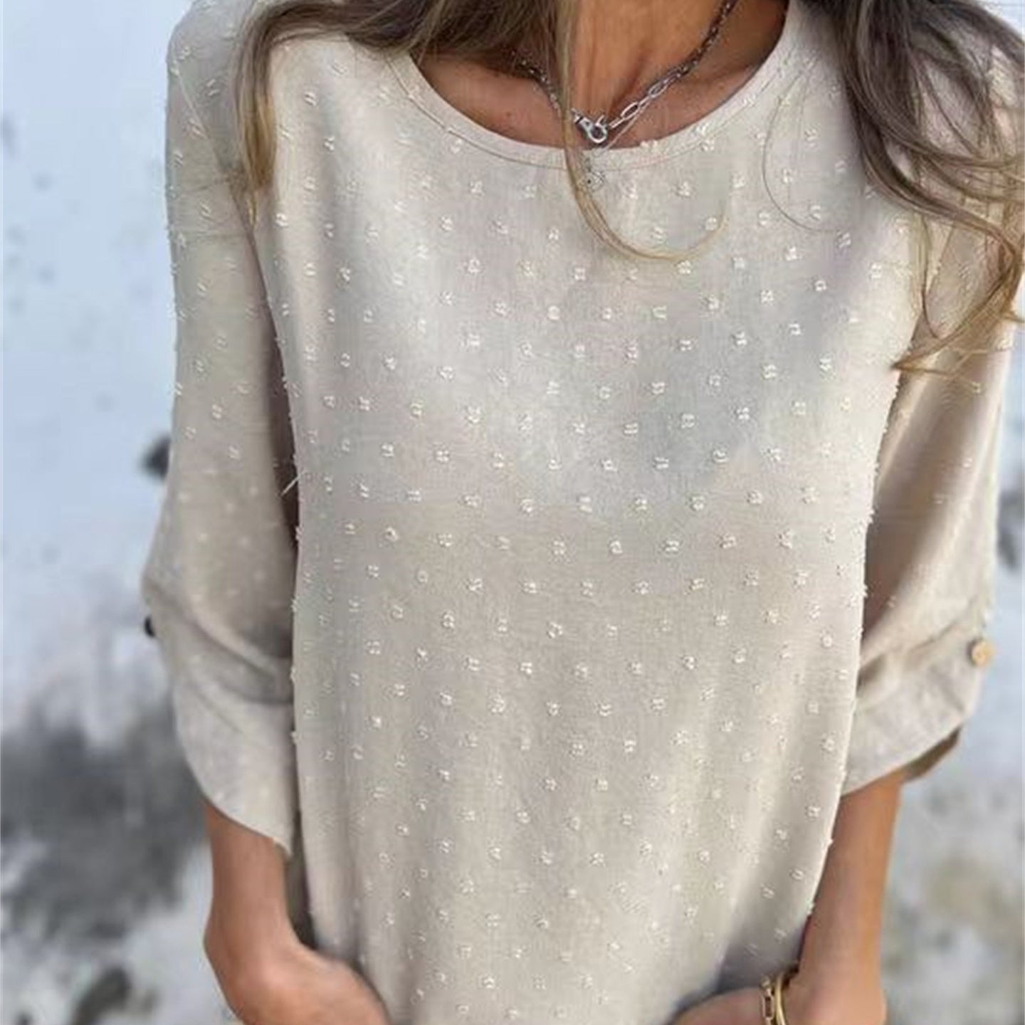 Runa™ | Loose Jacquard Top with Round Neckline