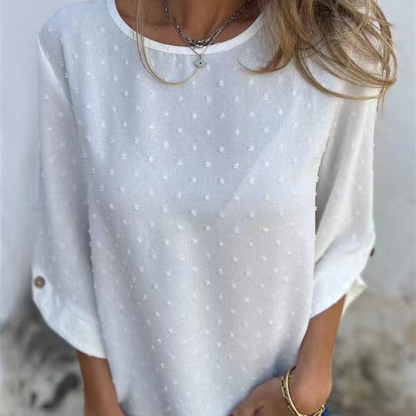 Runa™ | Loose Jacquard Top with Round Neckline