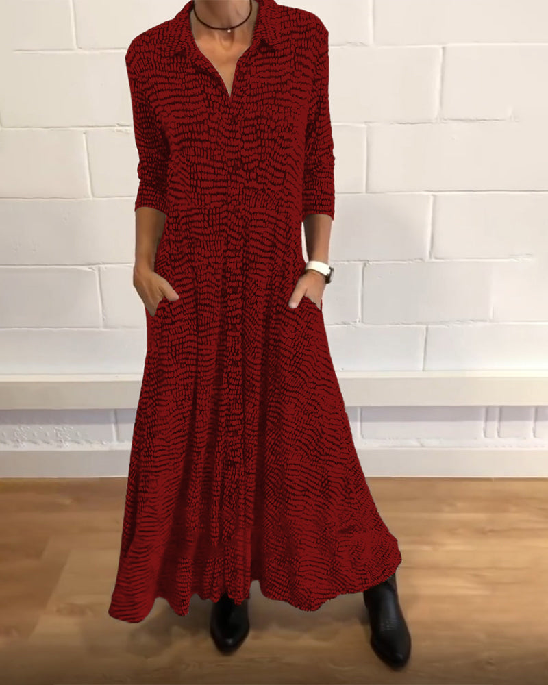 Ylora | Unique Print Maxi Shirt Dress