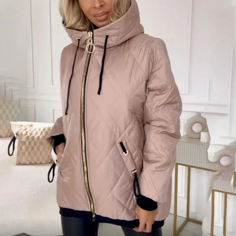 Women's Jacket | Quilted with Hood and Zipper Closure