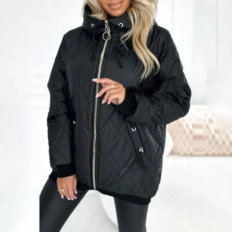 Women's Jacket | Quilted with Hood and Zipper Closure