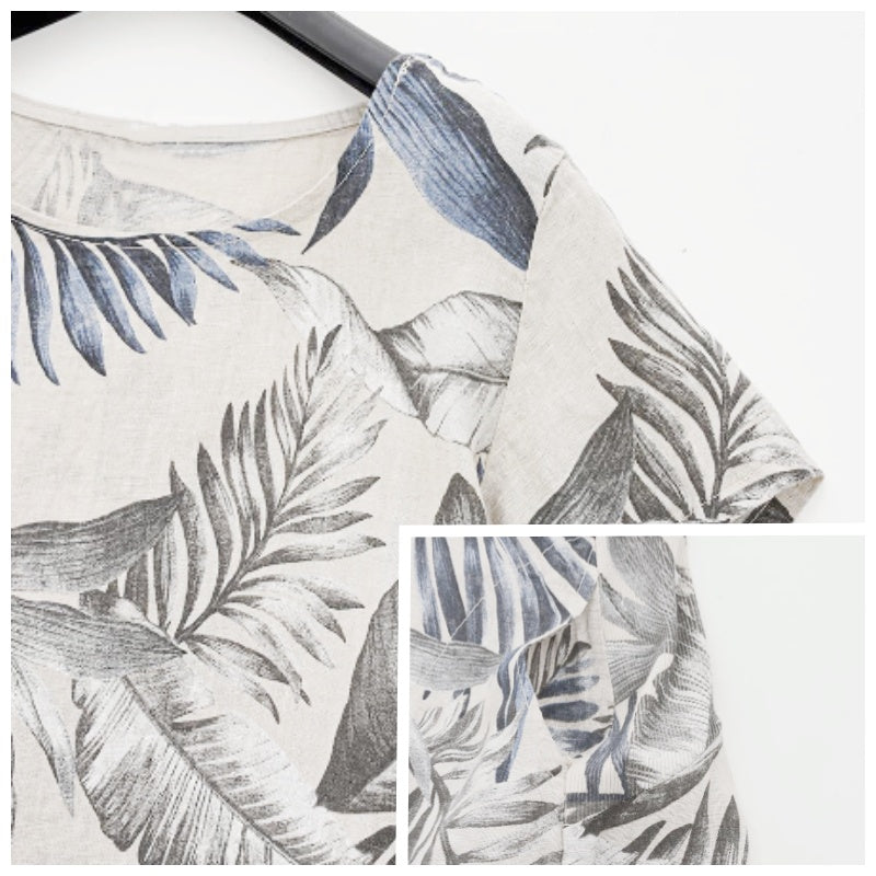 Teres | Round Neck Dress with Botanical Print